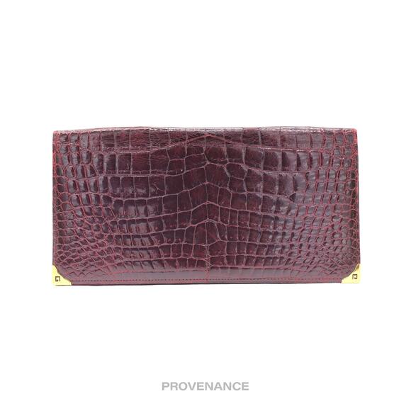 🔴 Givenchy Long Wallet - Burgundy Crocodile Leather - Picture 1 of 8